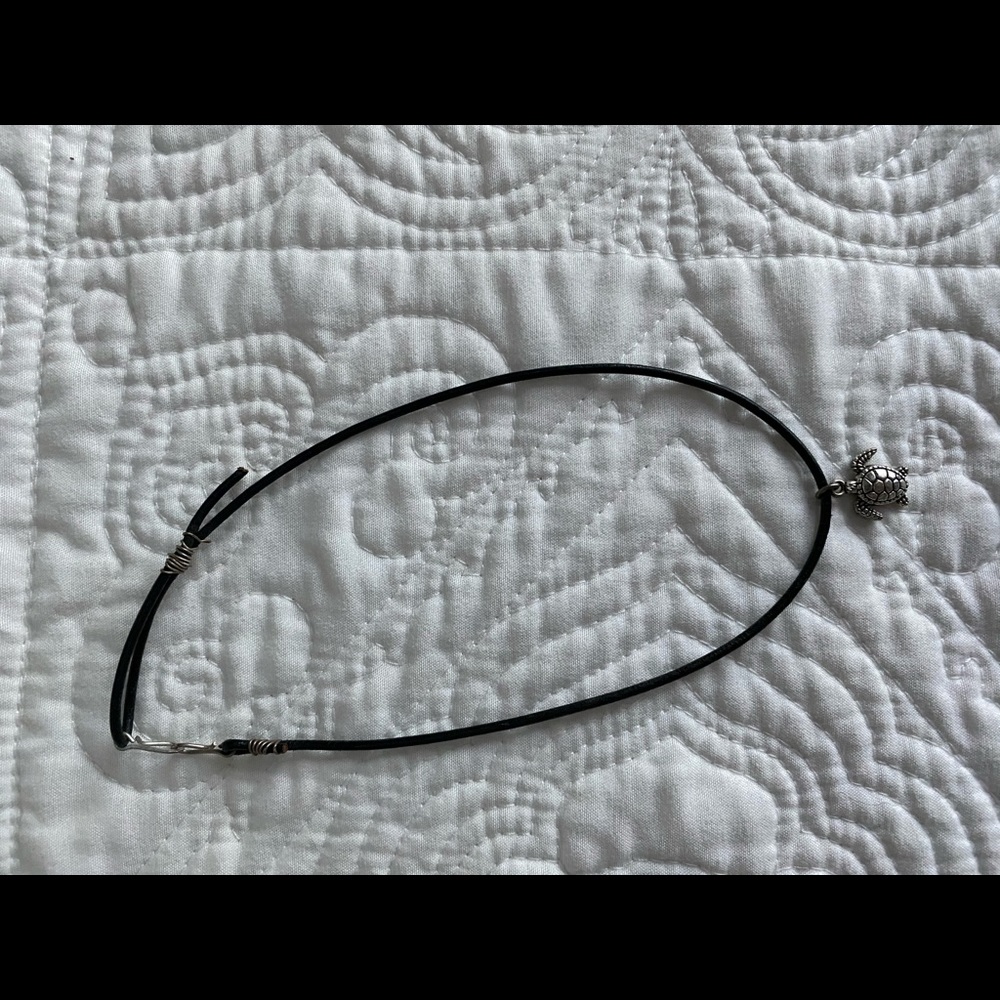 Black choker with silver turtle charm